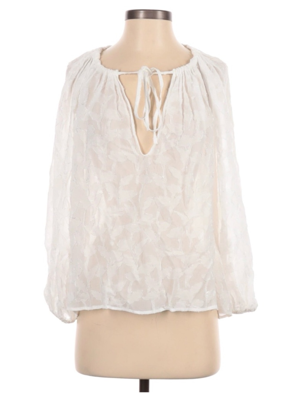 Zara Jacquard Peasant Top